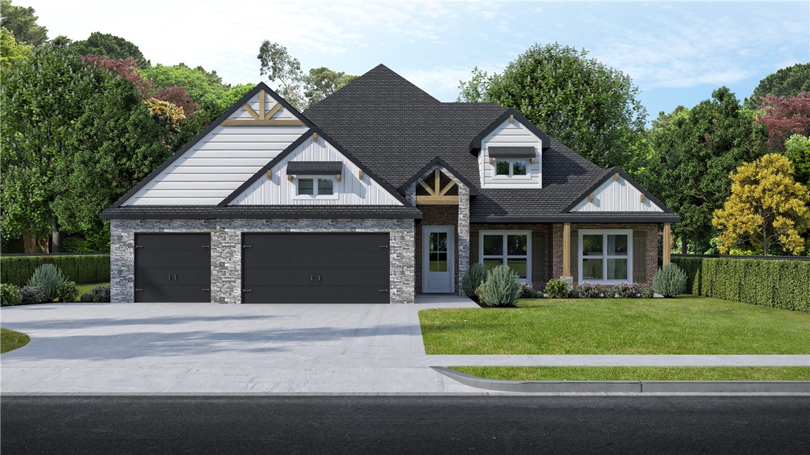 Builder Concessions include up to $3500 in closing costs, fence, blinds and gutters also included. Welcome to Sky Valley! This Northwest Arkansas neighborhood is coming soon! Conveniently located half a mile from the New Mount Hebron Park and close to schools, restaurants and shopping. The Jayden plan includes four bedrooms, three full bathrooms, a powder room and covered porch with fireplace. The bright and open kitchen features a large island, built in desk/bar area and large pantry. Designer lighting, soft close cabinets, wood floors, beams, modern touches like black windows and clean lines make this one a must see! Stop by to check out Southwest Rogers’ newest neighborhood!