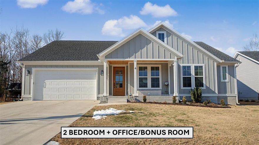 Welcome to 4 Hobkirk Drive...an "almost new", 2 bed + office/bonus room home with high end finishes and quality workmanship. Enter the home to a beautiful foyer & the office with French doors on the right. Natural light & wood flooring flow throughout the home. Living room is at the heart of the home with an open concept design, wood beams, gas fireplace & large, picturesque windows. Kitchen features 3CM quartz countertops, white cabinets, open shelving, stainless steel appliances, soft close doors & drawers & a custom table that fits perfectly up against the island. Spacious primary suite has a double vanity, walk-in closet & a huge walk-in tiled shower. Backyard is flat & has secondary access from the road behind the property. Enjoy summertime from the covered back patio & the private above ground 8,000-gallon pool. The 2-car garage is finished out with cabinets & shelving. Mud room conveniently located between garage, kitchen & laundry. Close to Branchwood Rec, Scottsdale & Highlands Golf, Lake Loch Lomond.