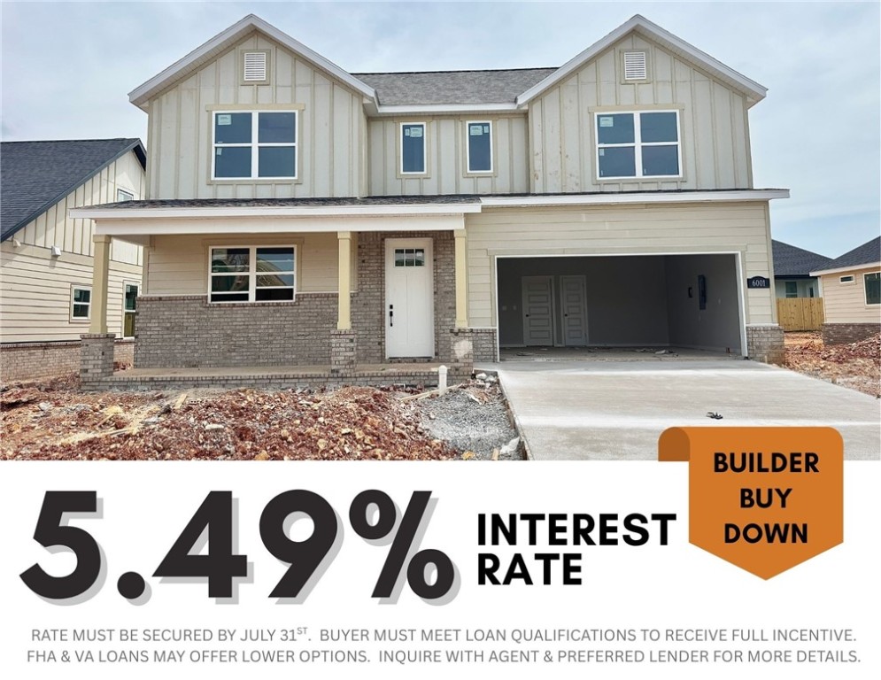 5.49% INTEREST RATE/BUILDER BUY DOWN & fence, blinds and gutters included! Discover your dream home in the sought-after Osage Hills neighborhood. Frisco plan with garage on the right and North facing! 9 ft ceilings, linear electric fireplace, LVP flooring throughout the main living areas and primary bedroom, quartz countertops and more. Chef's kitchen boasting frigidaire stainless steel appliances, gas range, pantry, quartz countertops, bar pull handles, large island and gorgeous backsplash. Luxurious primary bedroom features abundant natural light, while the spa-like primary bathroom offers a walk-in shower, tub, double sinks, and spacious walk-in closets. Additional features include three large secondary bedrooms upstairs and a separate laundry room. Nestled on a generous lot with covered patio that overlooks the serene sodded, fully fenced backyard. Sturdy concrete siding & brick! Model home located at 6008 SW Coywolf St- Lot 122.