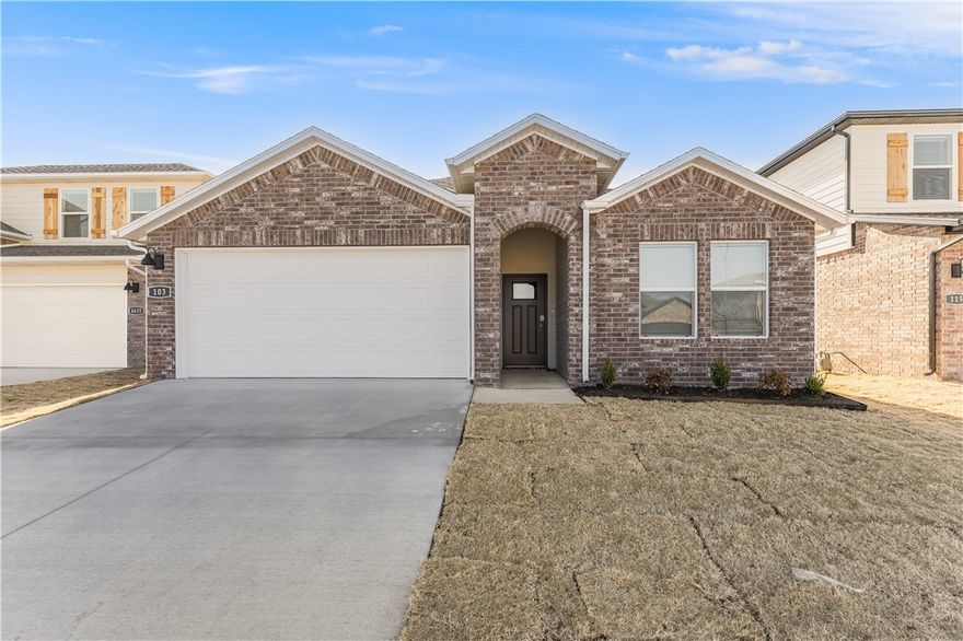 Fantastic new-construction home available now in West Fayetteville! This 4-bed, 3-bath property offers a bright, open layout with luxury vinyl plank flooring and quartz countertops throughout. The kitchen features stainless steel appliances, generous counter space, a pantry, and a gas range. Home is equipped with keyless entry and smart home technology! Covered back porch and 2 car garage also included. Conveniently located near the University of Arkansas, Owl Creek, John L. Colbert Middle School, I-49, and minutes from popular trails, parks, local eateries, and everyday amenities. Don’t miss your chance to call this beautiful home yours!