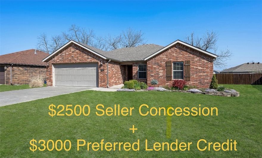 $2500 flex cash and additional $3k credit from Preferred Lender. You have to see this impeccably maintained, one-owner home that truly shines. Built in 2017, it showcases quality craftsmanship and beautiful, high-end finishes throughout. Pride of ownership is evident in every detail, from the inviting, functional layout ideal for everyday living and gathering, to the elegant marble countertops that elevate each space. The primary suite offers a true retreat with spacious his-and-hers closets, walk in shower and soaking tub. Out front, incredible, well-established landscaping creates stunning curb appeal and a warm first impression. Out back enjoy a large, fully fenced yard with plenty of room to relax, entertain, or play.