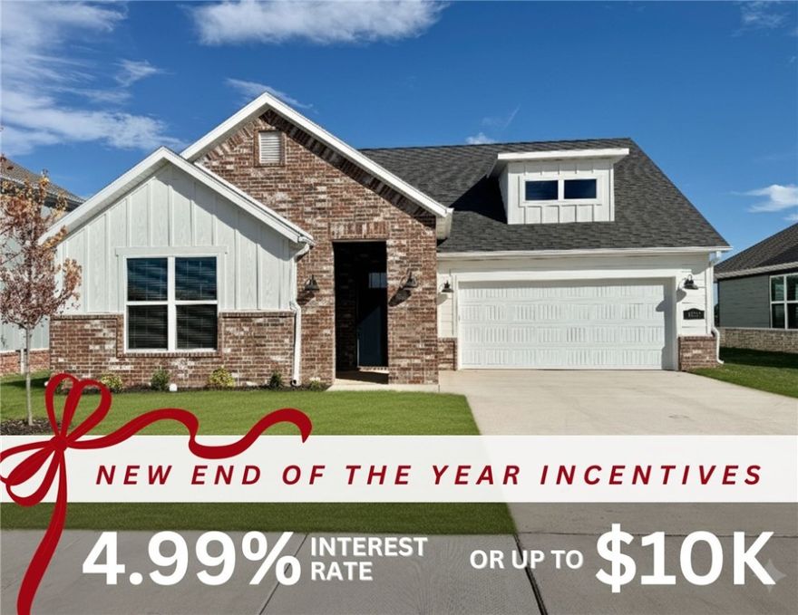 Fence, blinds and gutters included! Discover your dream home in the sought-after Osage Hills neighborhood. Emmet plan with garage on the right and West facing! 9 ft ceilings, linear electric fireplace in the living room, LVP flooring throughout the main living areas and primary bedroom, quartz countertops and more. Chef's kitchen boasting frigidaire stainless steel appliances, gas range, pantry, quartz countertops, bar pull handles and large island, all complemented by gorgeous backsplash. Luxurious primary bedroom features abundant natural light, while the spa-like primary bathroom offers a walk-in shower, tub, double sinks, and spacious walk-in closets. Additional features include a secondary bedroom downstairs, two large bedrooms upstairs and a separate laundry room. Nestled on a generous lot with covered patio that overlooks the serene sodded, fully fenced backyard. Sturdy concrete siding & brick! Model home located at 6008 SW Coywolf St- Lot 122.