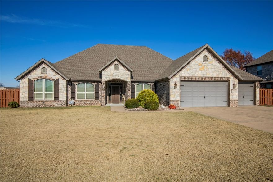 This stunning 3,200 sq. ft. home is a rare find, offering luxurious living all on one level. Featuring 4 spacious bedrooms and 3 full baths, this residence is perfectly situated on a quiet street near Pinnacle Promenade, with convenient access to everything Northwest Arkansas has to offer.

Step inside and be greeted by the warmth of beautiful hardwood flooring and the charm of ceiling beams that add character to the open living spaces. The kitchen is a true showstopper, boasting modern upgrades, premium finishes, and a layout that’s perfect for both entertaining and everyday living.

With thoughtful details and upgrades throughout, this home combines elegance and comfort in a fantastic location. Don’t miss the opportunity to make this incredible property your own! One owner home. *Drapes/hardware do not convey* *Storage building DOES convey*