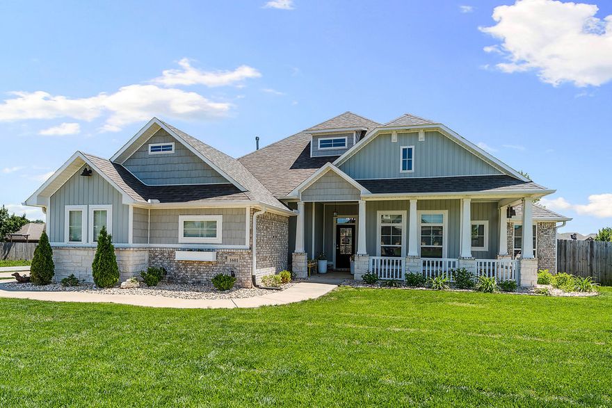Just 10 minutes from the new Walmart HQ, Downtown Bentonville, and downtown Rogers, this beautifully maintained home is located in one of Pea Ridge’s most desirable communities, Elkhorn. Situated on a premium corner lot that allows for side entry garage doors, this open-concept home offers 4 bedrooms, 2.5 baths, and an office. Inside features include wood-look tile flooring, a large walk-in pantry, granite countertops, wall oven, and gas cooktop. The spacious primary suite offers a tub and separate shower and oversized walk-in closet. Outside, you'll enjoy a covered patio, raised garden beds with fruits and veggies, recently installed French drains, natural gas hookup for your outdoor grill setup all in a fenced in lush backyard.  Neighborhood amenities include playground, pickleball, basketball, volleyball courts, soccer, and dog park, with a disc golf just up the road. Also Walmart drone delivery is available in this neighborhood.  Ask for the 3d virtual tour or schedule your own private showing today.