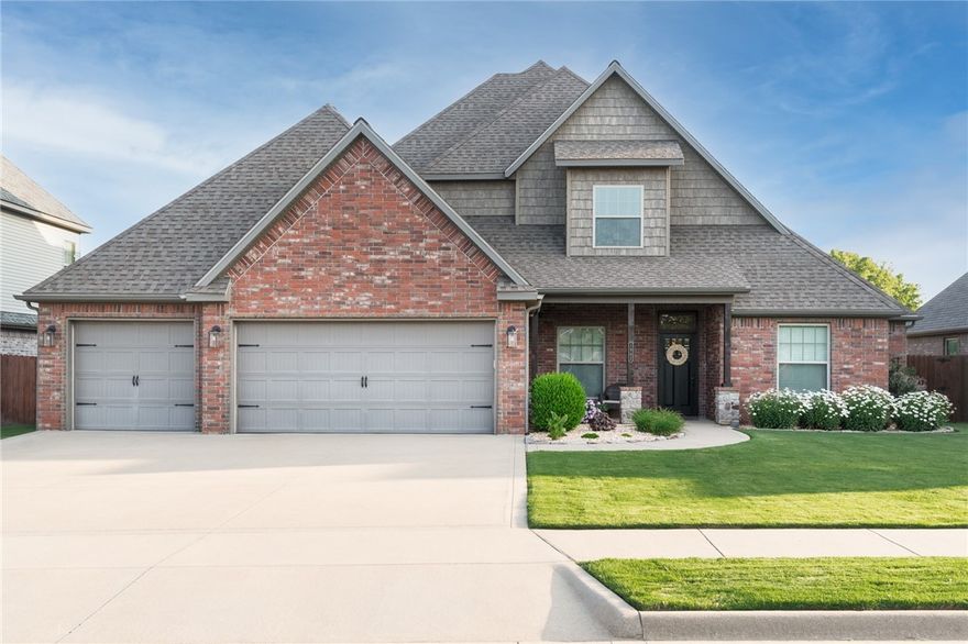 WOW! This will sell FAST! Amazing home, GREAT location, quality construction, beautifully maintained, backyard oasis. 4 Bedrooms + office (could be a 5th bedroom), 3 bedrooms on main level. Second level features a large bonus room (built-in desk and closet), media room (built-in w/space for mini frig., bedroom and full bath. Outdoor space features covered porch and covered extended patio, beautifully landscaped (front and back), private lot with full yard irrigation system, underground gutter extensions, gas grill connection. Interior features: 'real' wood floors, whole house audio system with individual volume controls , abundant storage, central vacuum system, under-roof and under stairs storage (extra pantry space), granite countertops throughout. Kitchen has great cabinets, lots of countertop space with 5-burner cooktop, vented hood, double oven and under cabinet lighting. Primary suite has large bath, large closet and direct access to the utility room. Roof in process of being replaced.