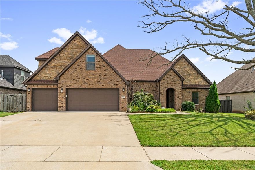 Prime location! Quick close! In a hurry to move? Seller can close quickly. This home is 3 minutes to the Bentonville Community Center, 3 minutes to Wolf Park Mountain Bike Trail, 3 minutes to Brightfield Middle School & Willowbrook Elementary & easy access to all that Bentonville has to offer. This home backs up to POA vacant green space for added privacy in your backyard. Primary bedroom suite on one side of home, two extra bedrooms downstairs for a split floor plan, & two rooms upstairs. The 5th room would make an excellent bonus or movie room. The dining room is a versatile space that could also be used as an office. The kitchen & living have a semi open plan & is a great entertaining space. As an added bonus, NO carpet downstairs. The primary suite closet connects to the laundry room for convenience. The home also comes with ample storage space, several linens closets, and attic access upstairs with extra flooring for your storage needs.