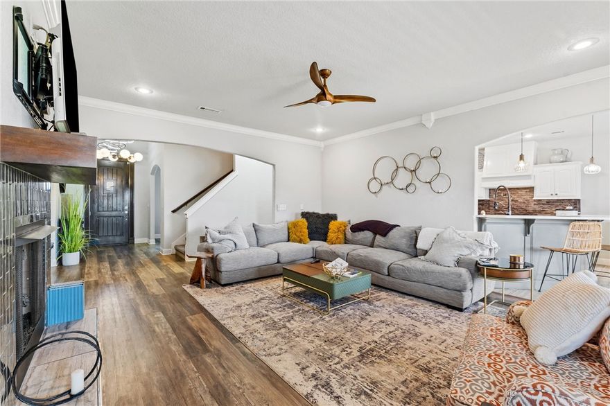 Prime location! Quick close! In a hurry to move? Seller can close quickly. This home is 3 minutes to the Bentonville Community Center, 3 minutes to Wolf Park Mountain Bike Trail, 3 minutes to Brightfield Middle School & Willowbrook Elementary & easy access to all that Bentonville has to offer. This home backs up to POA vacant green space for added privacy in your backyard. Primary bedroom suite on one side of home, two extra bedrooms downstairs for a split floor plan, & two rooms upstairs. The 5th room would make an excellent bonus or movie room. The dining room is a versatile space that could also be used as an office. The kitchen & living have a semi open plan & is a great entertaining space. As an added bonus, NO carpet downstairs. The primary suite closet connects to the laundry room for convenience. The home also comes with ample storage space, several linens closets, and attic access upstairs with extra flooring for your storage needs.