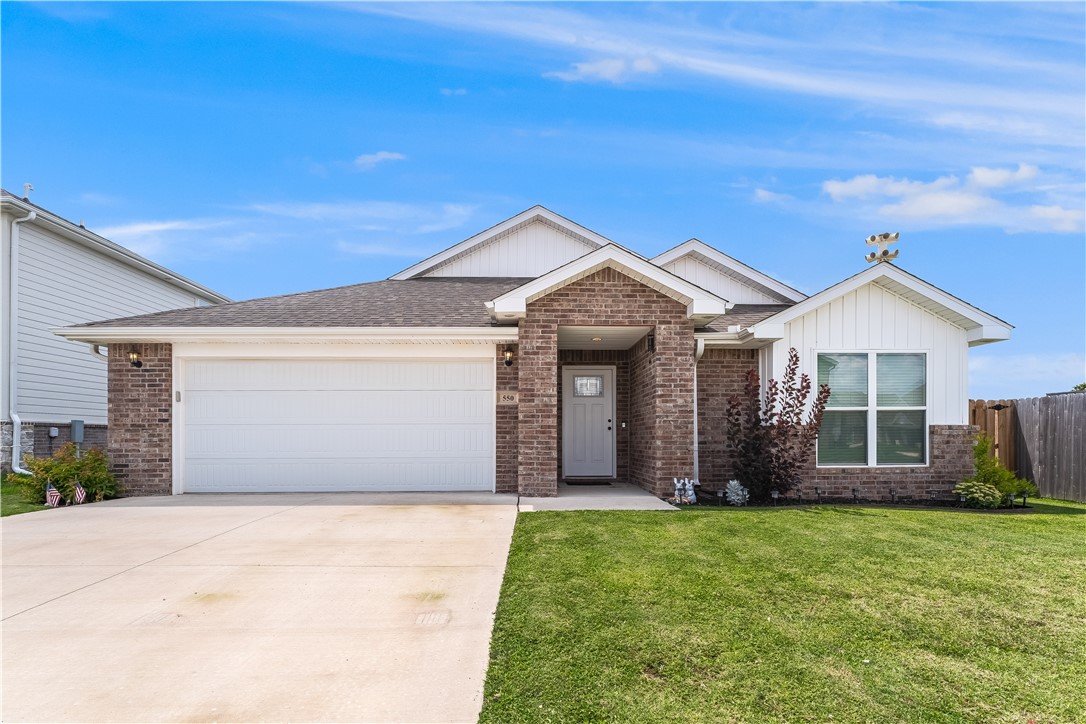 Situated in Centertonās Prairie Brook Subdivision, this all-brick home blends charm with function. Step inside to ceramic-glazed tile flooring, arched hallways, and quartz countertops in a kitchen with ample storage. Built-in shelving in closets, laundry cabinetry, and a wall-hook area near the garage add everyday convenience. The east-facing covered patio welcomes morning light and overlooks a level, fully fenced backyard. The spacious primary suite offers crown molding, two walk-in closets, dual vanities, and a walk-in shower. Zoned to Bentonville Schools. Close to Thompson Park, Cornerwoods Park, McKissic Station Park, and access to Deanās Trail and the Razorback Greenway. A smart layout and thoughtful touches make this home ideal for both relaxing and entertaining.