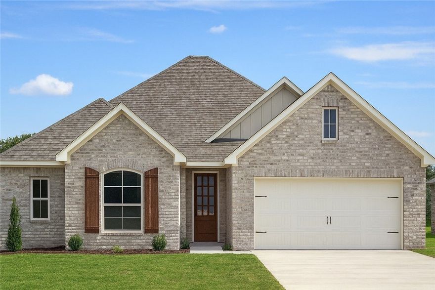 Bariloche provides a tranquil suburban lifestyle while keeping you close to it all. Conveniently positioned near Highway 412, the community is minutes from I-49, shopping, dining, and sports complexes.Welcome to the teal plan offering 4 bedrooms, 2 bathrooms, and 2,008 heated square feet on a 0.18-acre lot. The single-level layout features an open living area, spacious kitchen, and dedicated dining space. The primary suite includes a soaking tub, walk-in shower, and large walk-in closet, while three additional bedrooms provide plenty of space for family, guests, or office use.Interior finishes include luxury vinyl plank flooring in the main living areas, tile in all wet areas, and carpet in the bedrooms and closets. Added features include a covered patio, fenced backyard, gutters, blinds, and an attached 2-car garage.