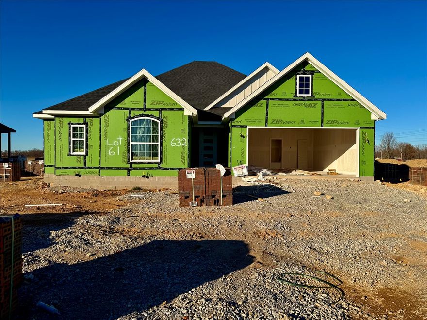 Bariloche provides a tranquil suburban lifestyle while keeping you close to it all. Conveniently positioned near Highway 412, the community is minutes from I-49, shopping, dining, and sports complexes.Welcome to the teal plan offering 4 bedrooms, 2 bathrooms, and 2,008 heated square feet on a 0.18-acre lot. The single-level layout features an open living area, spacious kitchen, and dedicated dining space. The primary suite includes a soaking tub, walk-in shower, and large walk-in closet, while three additional bedrooms provide plenty of space for family, guests, or office use.Interior finishes include luxury vinyl plank flooring in the main living areas, tile in all wet areas, and carpet in the bedrooms and closets. Added features include a covered patio, fenced backyard, gutters, blinds, and an attached 2-car garage.