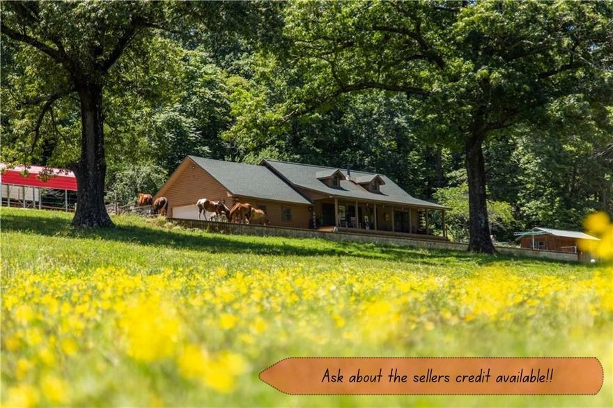 Discover the serenity of this well maintained log home nestled on 88.35 acres of breathtaking landscape. With stunning views and abundant natural beauty, this property is a true haven for nature lovers, farmers, and hunters alike.The land features approximately 46 acres of woods and 42 acres of lush pasture, ideal for cattle, horses, and goats, complemented by cross fencing for optimal management. The well-maintained property boasts three barns, providing ample space for storage and equipment. Enjoy the outdoors with three stocked ponds and a year-round spring creek.The log home itself has been beautifully renovated, offering modern comforts while retaining its rustic charm. The main floor hosts spacious bedrooms. A walk-up loft, currently utilized as a bedroom and office, offers additional living space and stunning views. Currently a 2 bed 1 bath with loft. Seller will credit the cost to finsih the loft for a formal primary bed and bath. MLS attachments highlight special features. Also listed as Farm mls 1317912