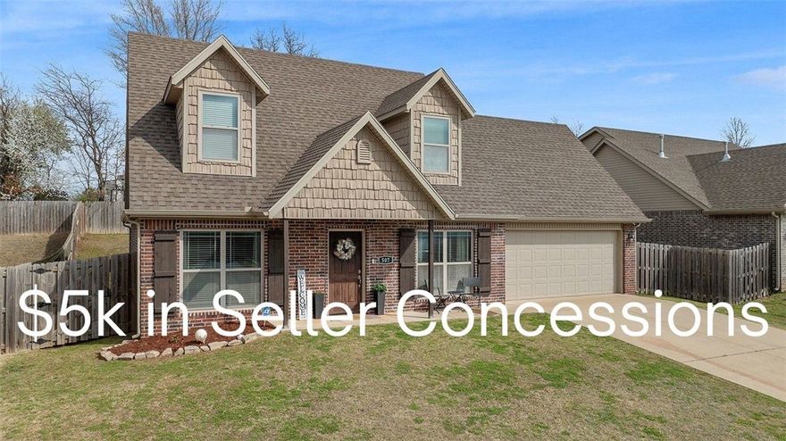 *$5k in  seller concessions & a $5k price improvement! 
Welcome to this charming 3-bedroom, 2.5-bath home in the heart of Rogers! Built in 2018 by Riverwood Homes, this 1,575 sq ft home offers thoughtfully designed living space with quality finishes throughout. The main level features the primary bedroom & full bath, a half bath, laundry room & kitchen.The kitchen is equipped with granite countertops and flows into the main living area, complete with a cozy gas fireplace. Step outside to enjoy the covered back porch—perfect for relaxing or entertaining year-round. Located just 2 miles from Interstate 49, this home provides quick & easy access to everything across Northwest Arkansas, including shopping, dining, & entertainment. Don’t miss this wonderful opportunity in a convenient Rogers location!