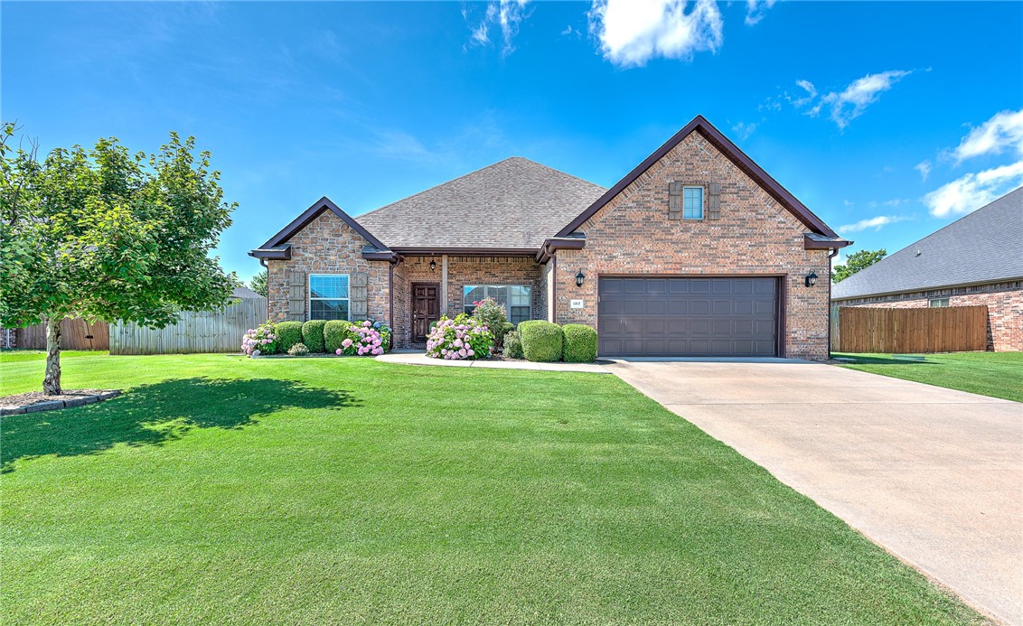 Welcome to this beautifully refreshed single-level home in Tuscan Heights, offering approx. 1,925 heated sq ft and a smart split floor plan. The home boasts great curb appeal with well-maintained front landscaping that invites you in. Inside, engineered wood floors (2021) and updated light fixtures brighten the open living area. The eat-in kitchen features Energy Star appliances and a layout ideal for daily living and entertaining. A flexible front bonus room works great as an office or study. High R-value insulation in the walls and ceiling adds comfort, along with a MyQ smart garage opener. Enjoy the spacious, fully fenced backyard with a large covered patio and ceiling fan—perfect for relaxing or grilling. Full gutters add to the easy maintenance. Conveniently located near parks, shopping, office parks, and the industrial hub, this move-in-ready home offers comfort, efficiency, and lifestyle. Don’t miss your chance to see what makes this home special!