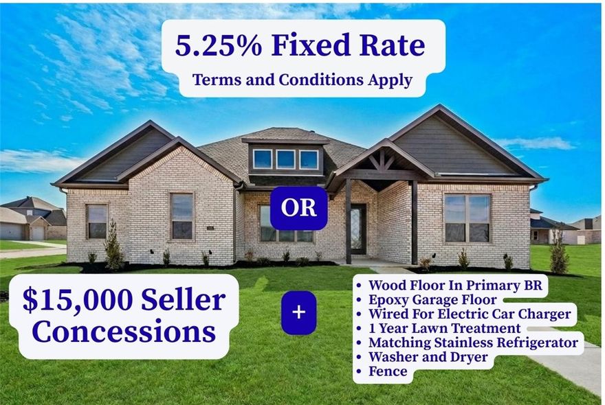 Seller is offering Wood Flooring in the Primary Bedroom, Epoxy Garage Floor, Wired for Electric Car Charger in the Garage, 1 Year Lawn Treatment Program, Matching Stainless Refrigerator, Washer, Dryer, and $15,000 in Closing Costs, OR a 5.25% Fixed Rate (Terms and Conditions Apply with the builder’s preferred lender).This stunning new construction has everything you could possibly want in a home. Offering 4 spacious bedrooms and 3.5 bathrooms, the Dreamwood Plan is designed for both comfort and style. The kitchen is a true highlight, featuring custom cabinetry, a large pantry, and double ovens—perfect for family meals or entertaining. The primary suite includes a spacious sitting room and a luxurious en suite with a free-standing tub and a beautifully tiled shower. A thoughtfully designed guest room could easily serve as a second primary bedroom. Outdoor living is elevated with a large covered patio and fireplace, making it ideal for gatherings in every season. Taxes are based on land only.