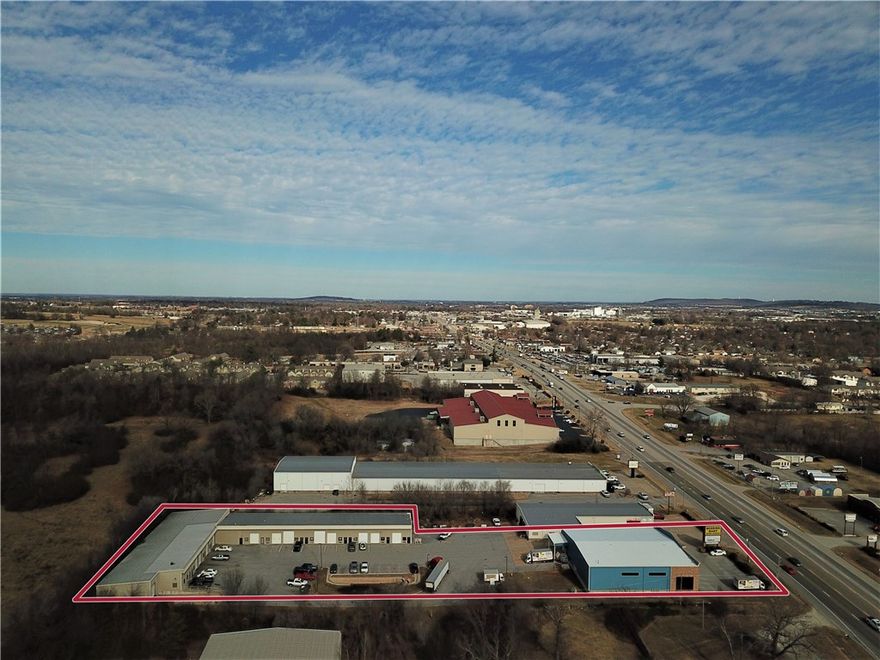Fully leased 10k SF retail building and 24875 SF flex space building on 2.6± acres located on HWY 71B in Springdale. Retail building is highly visible with frontage on 71B. Both buildings are fully leased with great investment income.