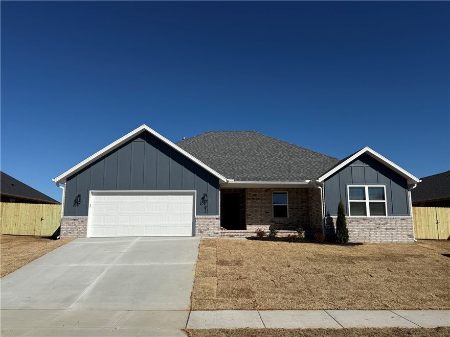 This layout in Summerfield yields 3 bedrooms, 2 full baths, and  a 2 car garage. Living Areas are open but defined spaces perfect for entertaining. The kitchen has a large island plus stainless steel appliances including a gas range and a vented microwave. Large living room with a vaulted ceiling and fireplace. The primary suite has a large bathroom with 2 separate vanities. The laundry room is connected to the primary suite which is a great feature. Trendy exterior finish featuring a combination of brick and concrete siding. Walking distance to Creekside Park which features a walking trail, picnic tables & benches, large playgrounds, basketball courts, tennis/pickleball courts, a ninja course, disc golf course & a pavilion. Blinds and gutters also included.