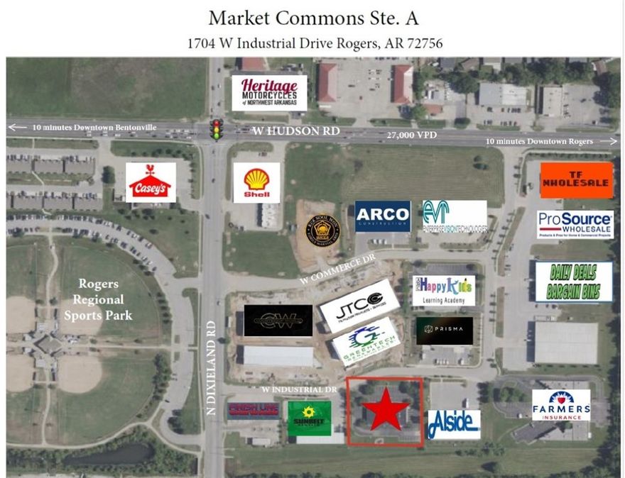 Formerly used as an office, this space offers four private offices, three private bathrooms, a conference room, and a functional kitchen equipped with a dishwasher, sink, and refrigerator. Conveniently located just minutes east of I-49 in North Rogers, AR, with a 10-minute drive west to downtown Bentonville and a 10-minute drive east to downtown Rogers.