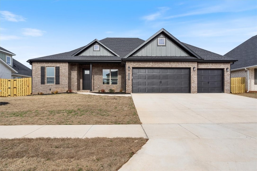 Special rates available 5%-6.375% on this home for a limited time if you qualify. Builder will pay to lower your interest rate and preferred lender will pay closing costs. In addition fence, blinds, and gutters included. Community amenities include pool, clubhouse, playground, stocked fishing pond, and basket ball court.
Visit the model home at 1321 Cullinan W, T, F 10-4 and Sunday 1-4 to learn about this amazing community with Clubhouse, Pool and within walking distance to Bentonville West High School. The 2527 plan features four bedrooms, three bathrooms and an open floor plan makes this home great for entertaining. Custom trim details, walk-in closets, cabinet pantry and three car garage. Also included gas plumbed to the patio for grill, insulated garage door and walls, LED Lighting and so much more.