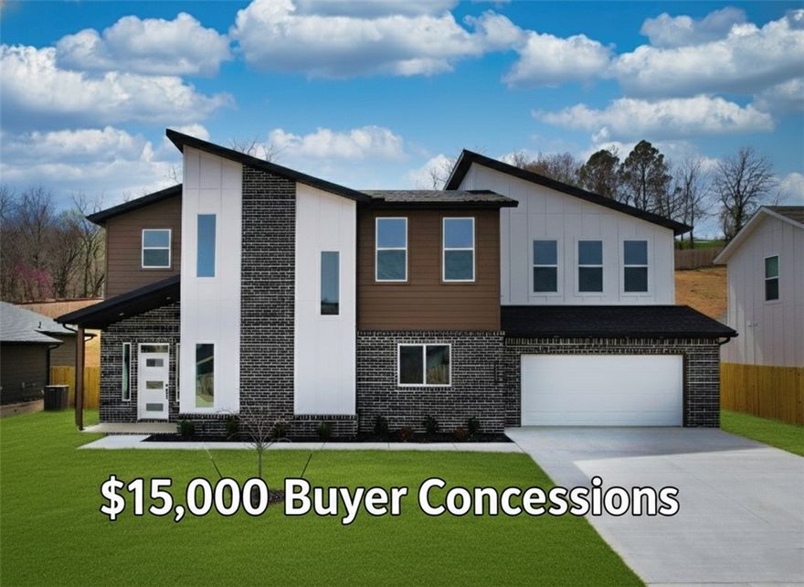 New Price and offering $15,000 in buyer concessions!!! Welcome to this 4-bedroom, 3-full-bath new modern home nestled within the Sugar Creek Golf Course area. Move-in ready, this residence offers a 1-year family golf membership, perfect for golf enthusiasts! As you step inside, you'll be greeted by an open floor plan that seamlessly connects the main living areas. The spacious kitchen features a large island, ideal for entertaining guests and family gatherings. Durable luxury vinyl plank flooring, soft carpet, and elegant tile adorn the home. 
The main level boasts one bedroom and a full bath, while the upper level offers three additional bedrooms, including a generous bonus room, perfect for play or relaxation. Enjoy the convenience of two full bathrooms upstairs, ensuring ample space for everyone.
With vaulted ceilings and an abundance of natural light, this home strikes the perfect balance between modern elegance and comfortable living. Furnished images in the listing have been virtually staged.