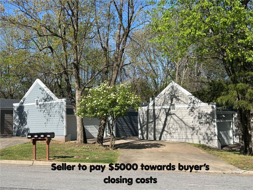 Seller is offering $5000 towards buyer's closing costs.  Beautifully renovated home in East Fayetteville - steps from Gulley Park.  Welcome to this fully updated 2 bed, 2 bath home located just a short walk from Gulley Park, local trails, and popular restaurants, and only minutes from the U of A and the Entertainment District.  Nearly every inch of this home has been refreshed, including a new roof, gutters, windows, Hardie siding, interior and exterior paint, LVP flooring, quartz countertops, and stainless steel appliances. The thoughtful split floor plan features a lovely living room with built-in bookcases and a cozy fireplace. The updated kitchen offers modern finishes and convenient access to the pantry, utility room, and a 2-car garage.  Located in a quiet, established neighborhood, residents enjoy access to a park with a walking trail, a community pool, and tennis courts.  A full renovation of the pool and tennis courts is already planned, adding even more value to this property.