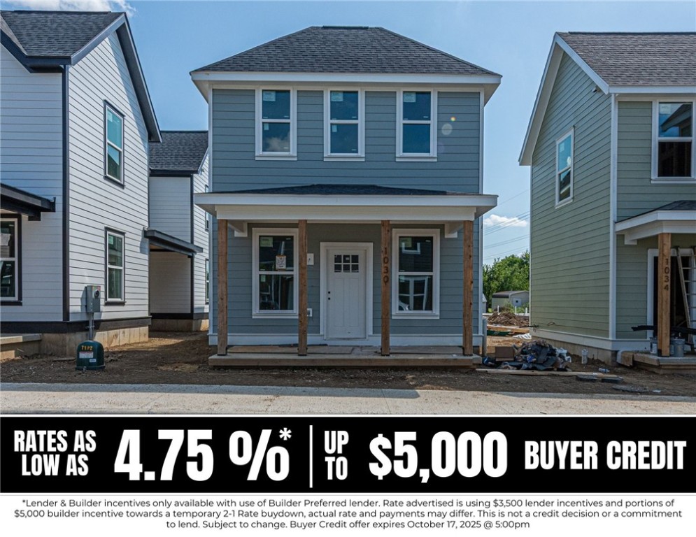 RATES AS LOW AS 4.75% when lender credit & portions of builder incentive are applied to a temp 2-1 buy-down! $5,000 Builder incentive w/ use of Preferred Lender. Pref Lender offers additional $3,500 credit toward rate buy-down. Incentives expire 10/17/25 @ 5PM* (OPEN HOUSES hosted @ MODEL HOME: 1015 N Laramie Heights) Welcome to Southern Woods! A Trailside Community at the base of Centennial Park 2022 Top Outdoor Facility Rating) Location offers access to miles of trails, greenspaces with paved pathways, & bicycle stalls, minutes away to shopping, food, I-49, & University of Arkansas! 3 BEDROOM DUPLE floor plan feat: a covered front porch w cedar post, open concept first floor w 9’ ceilings, LVP floors, & kitchen w 3cm granite counters, tiled backsplash, center island, stainless steel appliances! Main floor primary bedrm, walk-in closet & ensuite! Upstairs 2 Bedrms w/ walk-in closets & ensuites & laundry rm! Perfect for homeowners & investors! POA $35/mo incl lawn mowing! Join this community in a premier location!