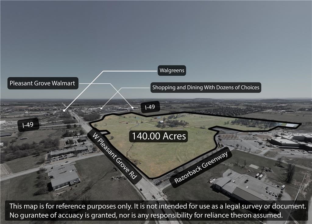 140 AC prime developable land in one of the fastest growing submarkets in the country.
Situated in the middle of the new 350 AC Walmart World Headquarters campus, J.B. Hunt World Headquarters and the Tyson Foods World Headquarters adjoining the upcoming new 50AC campus for the University of Arkansas Medical School.