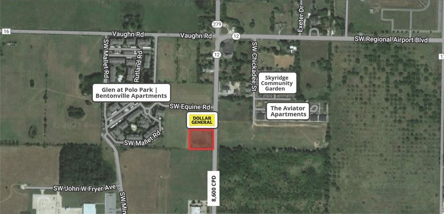 Commercial land ready for development in a rapidly growing area along Hwy 12. Dollar General directly to the north of the parcel. Multifamily & single family developments taking place in the surrounding area. Just south of the Walmart Distribution centers and north of the Northwest Arkansas National Airport. Prime development potential. Water & sewer at street. Major road frontage along Hwy 12, approx. 230'.