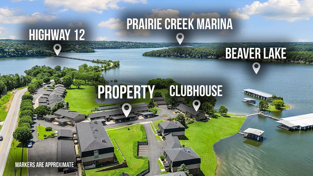 23 foot boat slip with lift comes with this Beaver Lake Condo that sits Lakefront with a Lakeview. Maintenance free living at its best on Beaver Lake. Clubhouse with a heated pool to enjoy time with friends and a tennis court that you can play pickleball as well. Here is your opportunity to own a condo on the lake that YES, comes with a 23 foot boat slip with lift. The Corp is not allowing anymore slips, so here is your chance to get a slip and a lake condo comes with it! Bring the family on weekends or during the summer as plenty of room for everyone in this condo to enjoy the lake life. Good sized living room that has a patio deck with amazing views of tennis court and lake. Dining area for family dinners and kitchen with stainless steel appliances that all convey, washer and dryer too. Split floorplan has primary bedroom featuring gorgeous views of the lake to wake up too, ensuite and walk-in-closet. Two other good sized bedrooms for the kids and another bathroom. Call today because this comes with a boat slip!