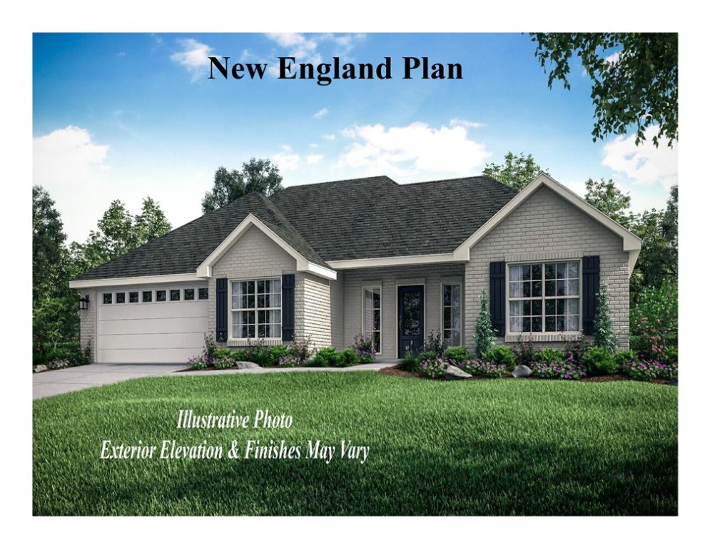 Welcome to Phase II Riverwalk, centrally located to all that Northwest Arkansas has to offer. This 3 bed 2 bath home boasts, hardwood flooring in Living Room, Entry, Ceramic tile in Kitchen, & Breakfast Nook, granite counter tops, SS appliances including, under mount sink, gas range, walk-in closets through-out, cozy gas log fire place in living room. low e windows, landscaping package, fully sodded yard. Limited 1 yr builders warranty. Stock photo of New England Plan actual plan and specs may vary
