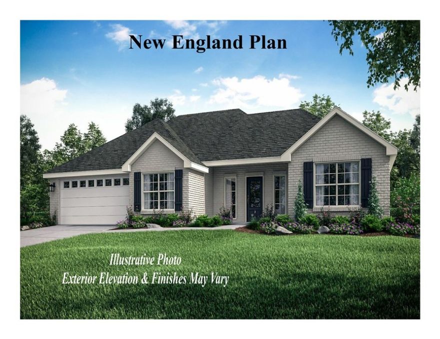 Welcome to Phase II Riverwalk, centrally located to all that Northwest Arkansas has to offer. This 3 bed 2 bath home boasts, hardwood flooring in Living Room, Entry, Ceramic tile in Kitchen, & Breakfast Nook, granite counter tops, SS appliances including, under mount sink, gas range, walk-in closets through-out, cozy gas log fire place in living room. low e windows, landscaping package, fully sodded yard. Limited 1 yr builders warranty. Stock photo of New England Plan actual plan and specs may vary