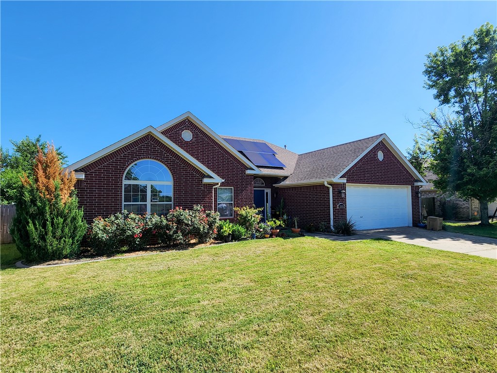 Charming 3-bedroom home in a quiet cul-de-sac just over 1 mile from I-49/540! This home features a desirable split floor plan, his and her walk in closets in primary bathroom, granite tile kitchen counters, and custom cabinets. The spacious living area flows into the kitchen and dining space, perfect for everyday living and entertaining. Step outside to a large covered deck overlooking a privacy-fenced backyardāideal for relaxing or hosting guests. Located in a peaceful neighborhood with low traffic, yet close to schools, shopping, and dining. Light interior paint touch-ups could make this home shine even more. Enjoy the convenience of nearby amenities while living in a serene setting. Great opportunity in a sought-after Fayetteville location! Solar panels will be paid off at closing with acceptable contract.