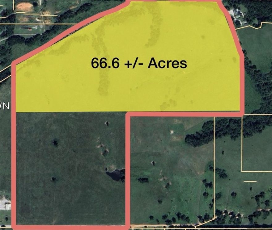 This was part of a 106.4 (+/_) for sale in Highfill/Gentry with a creek running through two sides of property. Could be development potential, pasture, etc. Only 2.3 miles from XNA, Dollar General and gas station a mile away. Downtown Cave Springs is 4 miles away. Water electric and sewer at street.