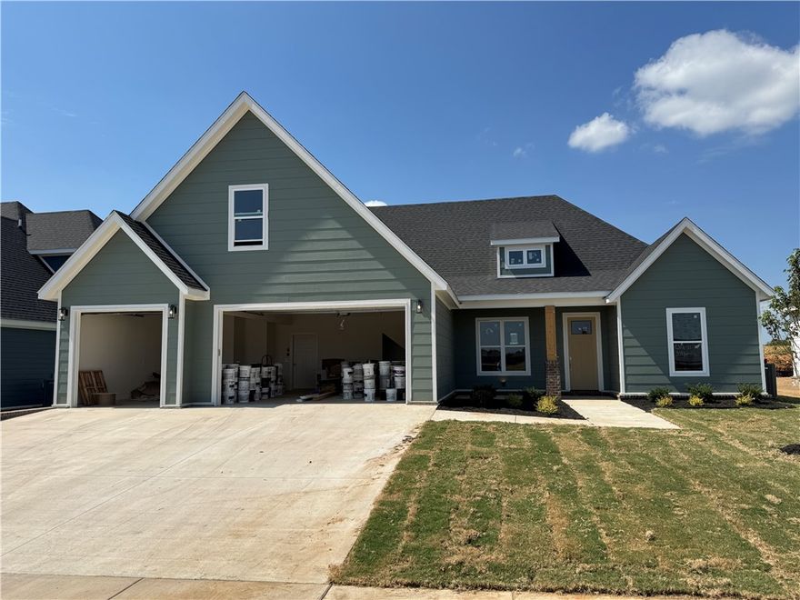 Another quality new construction home is available in the desired Crescent View Subdivision! This home boasts 4 bedrooms, 3 bathrooms, bonus room, 3 car garage, and a great layout. Kitchen is equipped with gas cooktop, built-in oven & microwave, large island with waterfall granite, & eat-in dining area that is all open to the living room. Downstairs has the office, primary suite and BR 2 and 3. Bedroom 4 and bonus room and a full bathroom are all upstairs. Enjoy grilling or hanging out on the covered back patio. Located steps from Janie Darr Elementary and the new Mt Hebron Park. Subdivision is close to XNA, I-49, shopping, dining, and entertainment.