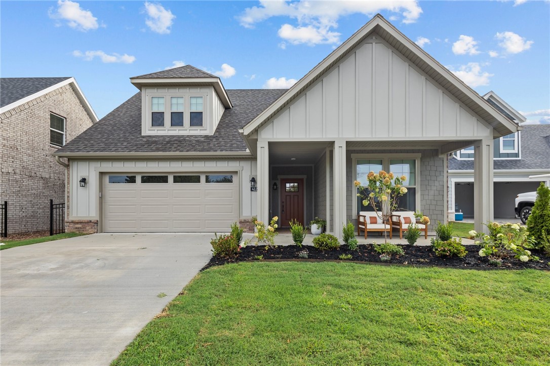 This charming 1,831 sq. ft. home, located in a vibrant active adult community, offers the perfect blend of style and functionality. With 2 spacious bedrooms, 2 bathrooms, and a versatile flex room, this home is designed for both comfort and convenience. The open-concept layout is highlighted by a decadent kitchen featuring a striking angled center island, creating a welcoming space that seamlessly flows into the dining and living areas—ideal for both everyday living and entertaining. Dramatic transitions like the formal entryway enhance the elegance and quality of the light-filled design. The owner's suite is a true retreat, with a large walk-in closet and serene views of the private, outdoor courtyard. Whether hosting guests or enjoying quiet moments in the peaceful courtyard, this home offers a perfect combination of sophistication and relaxation, all within the amenities and social opportunities of an active adult community