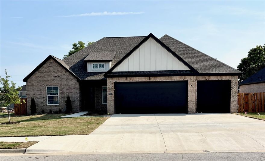Incredible West Springdale location close to Har-Ber High school. Quality all brick new construction in Benedetto S/D. An abundance of amenities include: custom cabinetry, granite/quartz counters, pot filler, double ovens, Frigidaire Professional appliances, electrical outlets in pantry and closets, sink in laundry room, tiled walk-in shower, comfort height toilets, cased Anderson windows throughout, tankless water heater with recirculation pump, wood flooring throughout home, covered patio with outdoor fireplace and insulated garage doors that are 8ft tall with belt drive openers for quiet operation. Included in the price are cedar shadow box fence, gutters, blinds, front and back irrigation and security system that includes 3 cameras. Have family fun at the community pool and sport court which offers pickleball and basketball. Enjoy blessed living in Benedetto!.