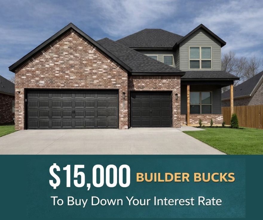 Introducing the Spruce Plan a 2-story home featuring 2,280 sq ft, a dedicated study, and a spacious 3-car garage.Step inside and immediately notice the 10-foot ceilings in the living area and primary bedroom.The main living space is ideal for entertaining or relaxing, seamlessly connecting to a well-appointed kitchen.The kitchen features a gas cooktop with a hood vented to the exterior, along with ample counter space and storage.The primary suite offers a private retreat with elevated tile extending all the way to the ceiling, delivering a sleek, upscale finish. All bathrooms throughout the home showcase full-height tile surrounds.Enjoy quiet neighborhood living while staying close to everything Pea Ridge has to offer. For a limited time, receive 15K in builder bucks and up to 4K from select lenders. Fence, blinds, and gutters are all included.