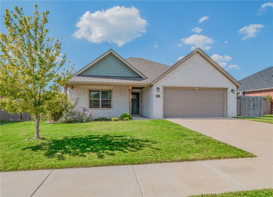 Charming, one-level brick beauty in the sought-after Hickory Meadows community! Built in 2022 and boasting a brand new roof (2025), this home features an open, thoughtfully designed 1,611 sq ft layout with 4-bedrooms and a separate laundry room. Step inside to an open and airy floor plan featuring a cozy brick fireplace, spacious living room, and a gorgeous kitchen complete with granite countertops, stainless appliances, pantry, and a center island perfect for gathering. The generous primary suite features an en suite bathroom with double vanities and a walk-in closet. Enjoy morning coffee on the covered front porch or host friends in the backyard with its covered patio, extended concrete pad, and wood privacy fence. Neighborhood amenities include resort style pool, playground, and pavilion — plus you’re just minutes from the ballpark, wineries, dining, and Hwy 412! Refrigerator, washer and dryer convey with acceptable offer.