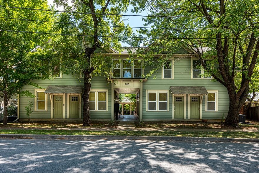 ATTN: INVESTORS! Looking for an investment property in the desirable downtown Fayetteville? This 11 unit complex is located 3 blocks from University of Arkansas, 1 block to shopping, 2-3 blocks from Frisco Park & Trail, 5 blocks to Fayetteville Public Library! With two original brick buildings gutted and redesigned by Architect Robert Sharp this piece of Fayetteville contains: 7 1bd 1ba apartments, 2 1bd 1 ba two-story townhomes, 1 2bd 1 ba townhome, and 1 2bd ba townhome! All units feature full size refrigerators with ice makers, ceramic top stoves, built in microwaves, dishwashers, disposals, washer-dryers, ceiling fans in living rooms and bedrooms. All units have full size showers (2bd 2ba unit also has a tub) In addition property features Leaf Guard gutters (17’ & 18’), Permaseal wood community deck with beautiful views, community bbq grill (19’), Townhome #106 has new carpeting installed (17’), Townhome #108 had new HVAC installed with 5 year warranty! This opportunity won’t last forever! Act now!