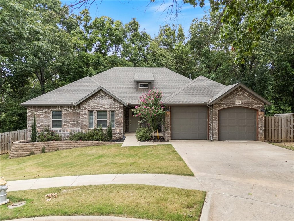 Welcome to paradise in the heart of Pea Ridge! This 2021-built home rests at the end of a quiet cul-de-sac, surrounded by mature trees. Just 10 minutes to I-49 and minutes from schools, groceries, and dining, the location perfectly balances peaceful surroundings with small town convenience. Step inside to an inviting open floor plan with rich wood-beamed ceilings, a spacious island, granite countertops, abundant cabinetry, and a dedicated dining nook. The private primary suite is a true retreat featuring LVP flooring, a whirlpool tub, tiled walk-in shower, and wraparound his & hers closets. Cozy up by the gas fireplace or savor the outdoors on the expansive back deck complete with string lights. The .28-acre lot is ideal for outdoor fun! Three additional bedrooms each feature large walk-in closets, offering excellent storage. Donāt miss your chance to make this one-of-a-kind home yours!
