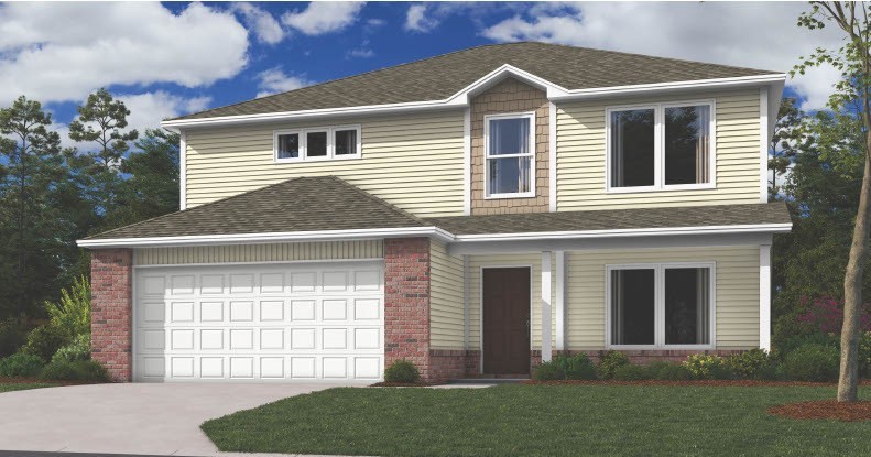 The beautiful Bennet plan is rich with curb appeal with its cozy covered porch and front yard landscaping. This two-story home features 4 bedrooms, 2.5 bathrooms, a bonus room upstairs, and a large living area downstairs. The master suite is on the first floor and features 2 walk-in closets. The fully equipped, energy-efficient kitchen has generous counterspace and a pantry. Learn more about this home today! *Photos are of similar model
