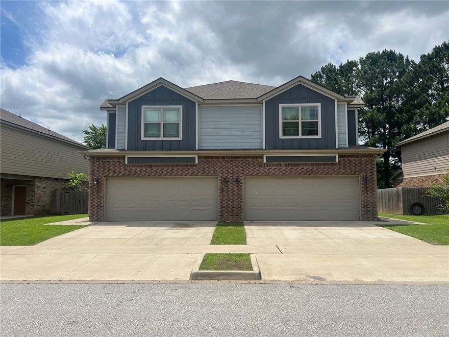 Fully Leased Duplex! Turn-key investment opportunity in West Fayetteville! Each unit features 3 beds, 3.5 baths, with all bedrooms upstairs—each with a private en-suite and walk-in closet. Spacious main floor living, open layout, and covered second-story balconies. Located minutes from I-49 and the University of Arkansas. Strong rental history and ideal for student tenants. Seller is offering up to $5,000 in buyer closing cost assistance with an acceptable offer.