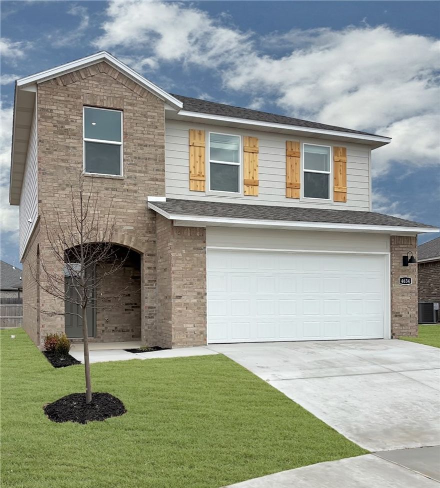 The Gorgeous Garfield plan in The Element, in beautiful Fayetteville, AR! This home offers 4 bedrooms and 2.5 bathrooms! Upon entering, you’ll find a spacious living room and kitchen with a breakfast nook! The kitchen features beautiful quartz countertops, a gas range, and pantry. All bedrooms are located on the second floor, including primary bedroom and ensuite. The primary bath features quartz countertops with double sinks and a walk-in shower! Each home will have LVP flooring throughout the first floor, with carpeted stairs and carpet in all upstairs living areas. Upstairs wet areas will have LVP flooring. The exterior will feature brick and Hardie® siding per plan and a covered patio per plan. Homes in this neighborhood are equipped with a programmable thermostat which allows you to effortlessly control your environment with the touch of a button. Landscape package! Garage Door opener! Taxes and parcel number TBD.