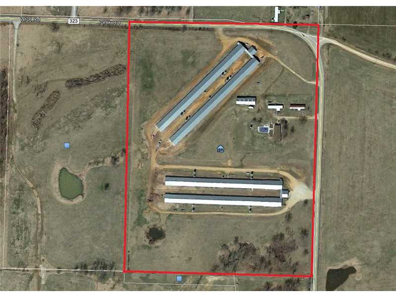 Looking for recent construction and identifiable income with a contract for eggs? Here it is! 2006 and 2007 wood truss breeder houses for Simmons. 4 40x600 barns add up to a gross annual $400,000 income. Well water and city water. Convenient drive on,paved roads to Decatur or Gentry, Arkansas. Spacious home with 4 beds and 2.5 baths has had recent remodels and boasts and in-ground pol!