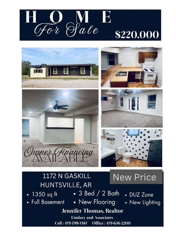 This 1350 sq ft building, previously used as commercial, is conveniently located in a dual use zone inside Huntsville City limits on a .25-acre corner lot. It has recently been renovated to 3 bedroom ,1.5 bath, with a laundry room, huge living room, kitchen and dining area with an unfinished full walk-in basement for lots of storage. The possibilities are endless. If you want to make this your first home or need a nice space for business this building has it all covered. It’s move in ready. Lender to verify but could qualify for FHA, VA or RD financing.