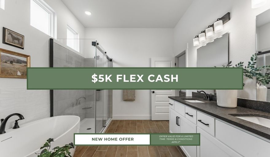 The 2575 floorplan features a 5 bedroom, 3-
bathroom with over 2,500 square feet of living space. This
premium floorplan is designed to elevate your living
experience with its exceptional features and thoughtful
design. Step into a home with impressive 15’ high vaulted
ceilings, complemented by a stylish stained box beam,
and 8’ tall front and back doors that enhance the home's
elegance. The large window wall offers a picturesque view
of the outdoors, leading to a vaulted covered back patio,
perfect for relaxation and entertaining. Inside, custom
built-ins beside the fireplace add both functionality and
charm, while the pantry with deep shelves accommodates
all your appliances and storage needs. The spacious
laundry room includes a sink, making chores convenient
and efficient. The master bathroom features a
luxurious freestanding tub and a large 3’x5’ shower. 
Taxes are subject to change based on new construction.