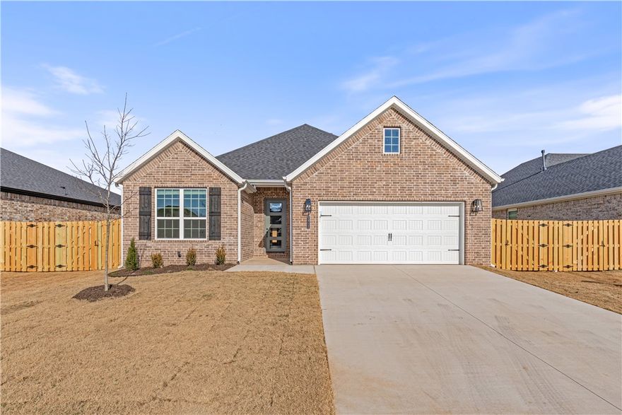 Welcome to Yorktown Subdivision in Pea Ridge—where stylish living meets everyday comfort. Introducing the Falcon plan, a thoughtfully designed 1-story home offering 1,772 sq ft of well-used space.Step inside to an open, inviting layout anchored by durable luxury vinyl plank flooring throughout the living room, kitchen, and hallways—bringing warmth, modern style, and easy upkeep. The kitchen flows seamlessly into the main living space, making it perfect for entertaining or quiet nights at home, while the bonus nook adds flexible space for a breakfast spot, home office, or reading corner.
The bathrooms are finished with elevated touches you’ll appreciate daily, including elegant framed mirrors and convenient cabinets over toilets for extra storage without sacrificing style.For a limited time rates starting at 5% with preferred lender for qualifying buyers OR $7,500 in builder bucks. For access to see all the homes stop by the model home at 1602 Christman St. or tour open houses every Sunday 1-4.