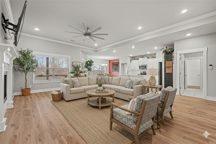 Tucked into the heart of Bella Vista, this single-level home delivers the lifestyle home buyers move here for without sacrificing everyday comfort. Built in 2022, this 4-bedroom, 2-bath home offers 1,975 sqft of thoughtfully designed living space with an open, functional layout ideal for both daily life and entertaining. The kitchen flows seamlessly into the main living area, while the split floor plan provides privacy where it matters most. Step outside to a fenced backyard with a gentle slope that is perfect for pets, play, or relaxing evenings outdoors with views of the wooded backdrop. Located just minutes from Bella Vista’s renowned trail system, lakes, golf courses, and parks, you’ll enjoy quick access to outdoor recreation while still being close to Bentonville shopping, dining, and everyday conveniences. Whether you’re seeking low-maintenance living, newer construction without the price tag, or a true Bella Vista lifestyle, this home checks all the right boxes. Preferred lender credit up to $3k.