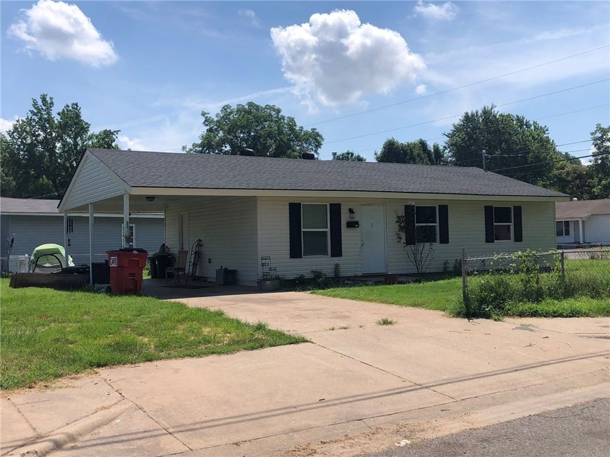 Remodeled in 2023. New roof, flooring, windows and doors, cabinets, appliances, fixtures, heat and air. 2 city lots.  Check out possible 100% financing for qualified buyer.