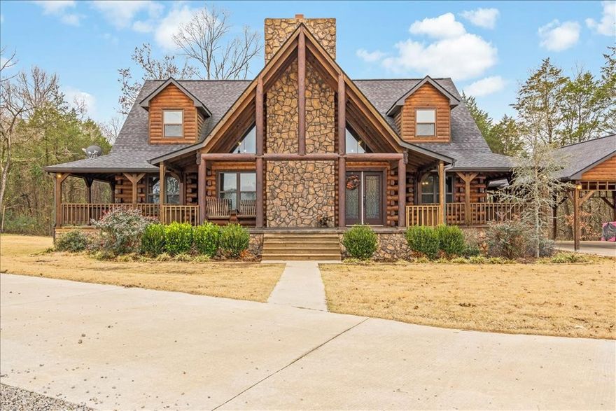Nested in the foothills of the Ozarks, this true log home is in the perfect location. The property consists of wooded land that is overflowing with wildlife. Food plots are in place and ready for your next hunt. ATV trails have been constructed throughout the property. The Frog Bayou River is a short drive away. This property is located just north of Interstate 40 and Highway 64, making it a short drive to Fort Smith, Van Buren, and Ozark as well as an easy drive to Fayetteville and Northwest Arkansas. In addition, the home is located inside the Alma School District. The 3300 sq ft true log home was built just five years ago, and the precision to which it was built can be appreciated at every glance. You can relax on the wrap around decks or the elevated deck on the 2nd story overlooking the property