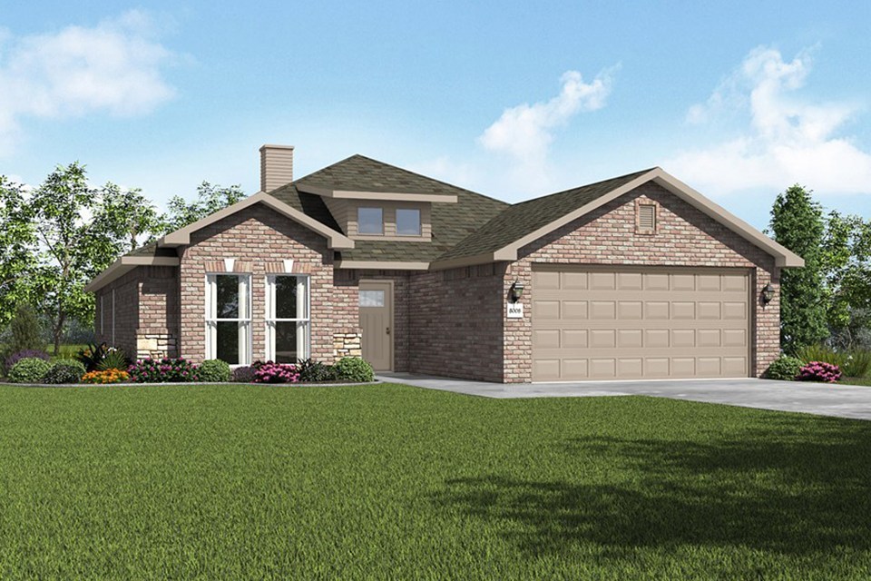 This three bedroom, two bathroom plan series features a timeless brick and stone exterior. Upon entry, this open concept floor plan features 10-foot ceilings in the living area and kitchen which create a spacious atmosphere. In addition, enjoy a corner fireplace in the living area and the privacy and comfort of a large master suite, complete with grand walk-in closet.
Taxes subject to change based on new construction.